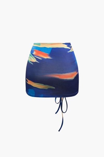 Asymmetric Ring Bikini & Ruched Skirt Set