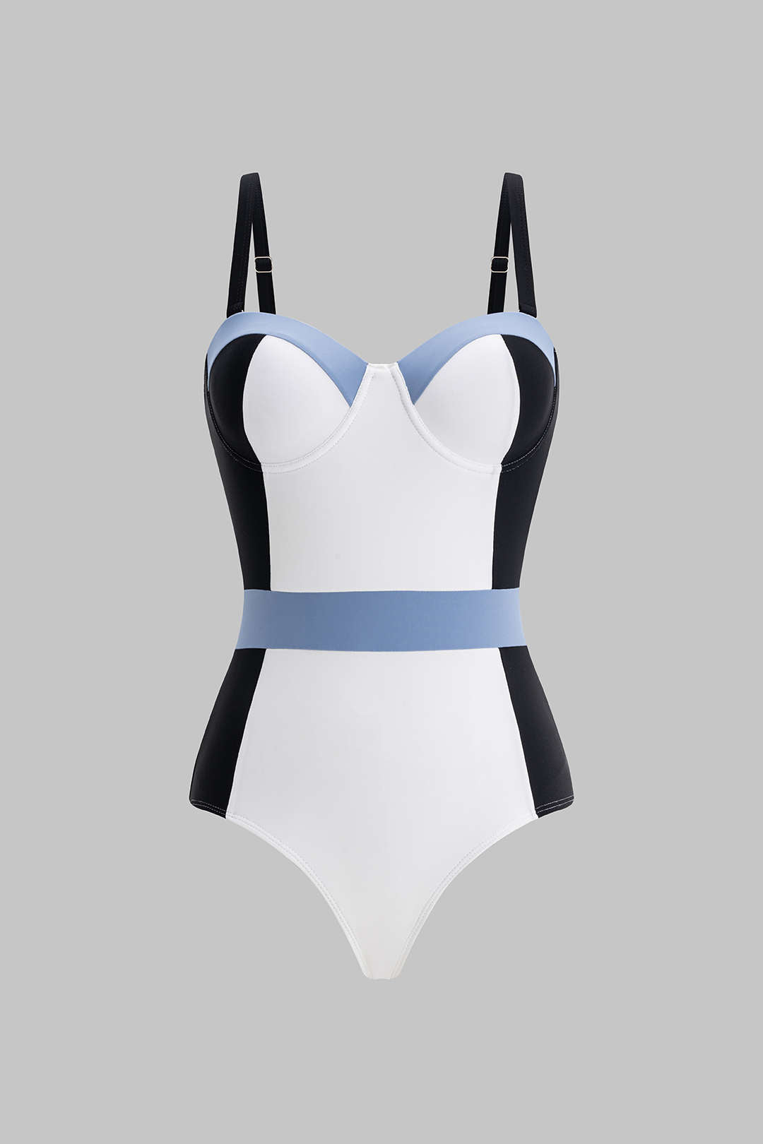 Patchwork Bustier One-Piece Swimsuit