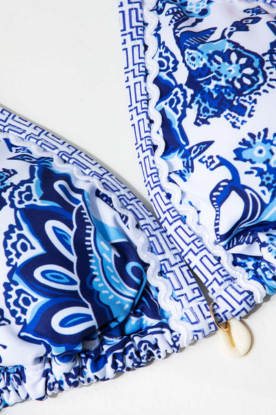 Graphic Paisley Tie-Side Bikini Set