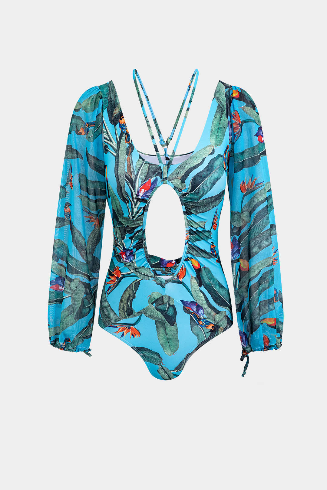 Keyhole Long-Sleeve One-Piece Swimsuit