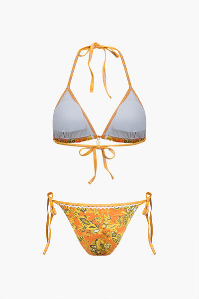 Graphic Paisley Tie-Side Bikini Set