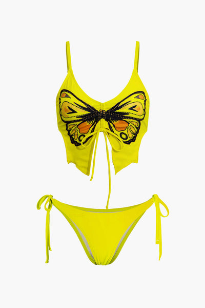 Butterfly Motif Tie-Side Bikini Set