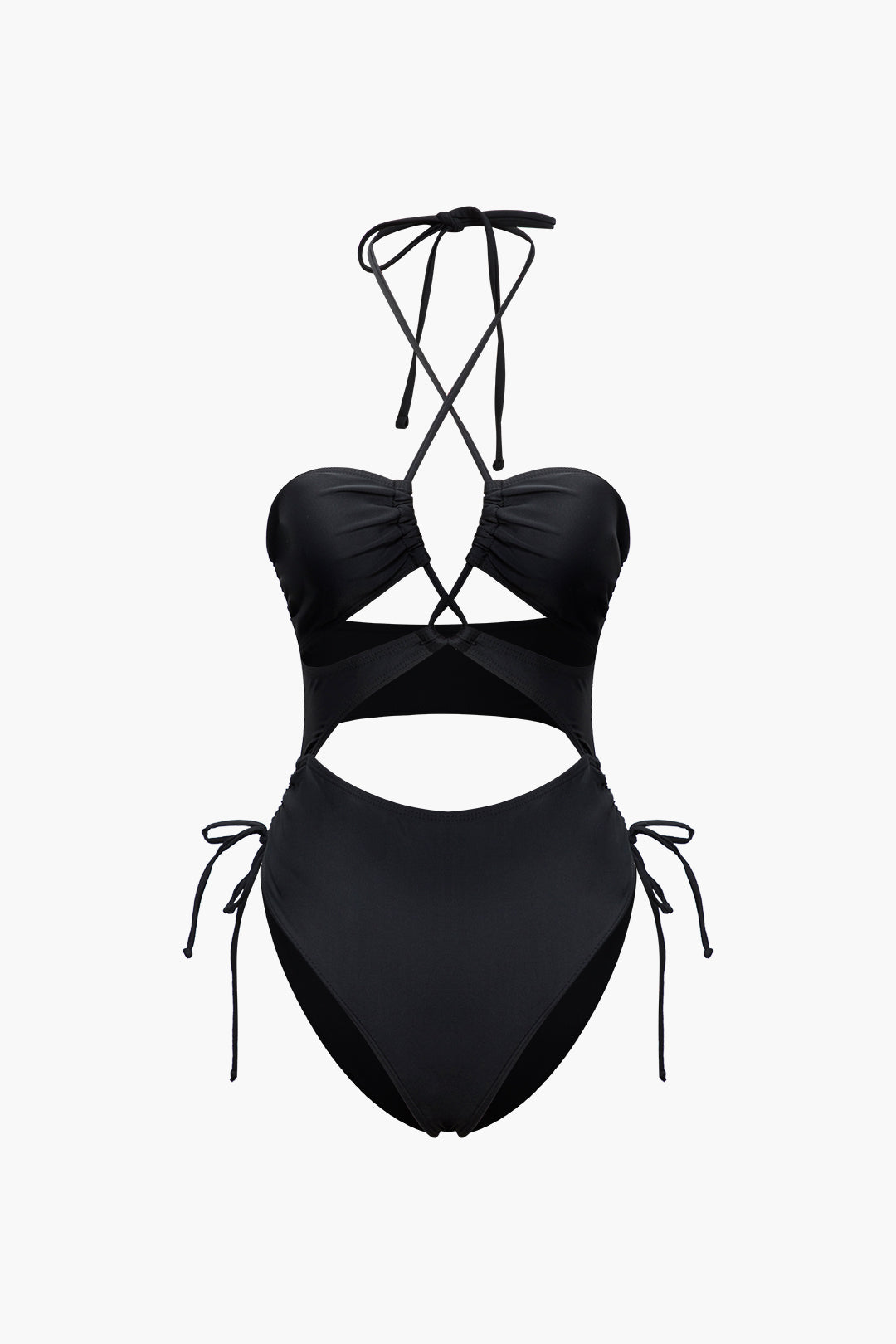Crisscross Halter Cut-Out One-Piece Swimsuit