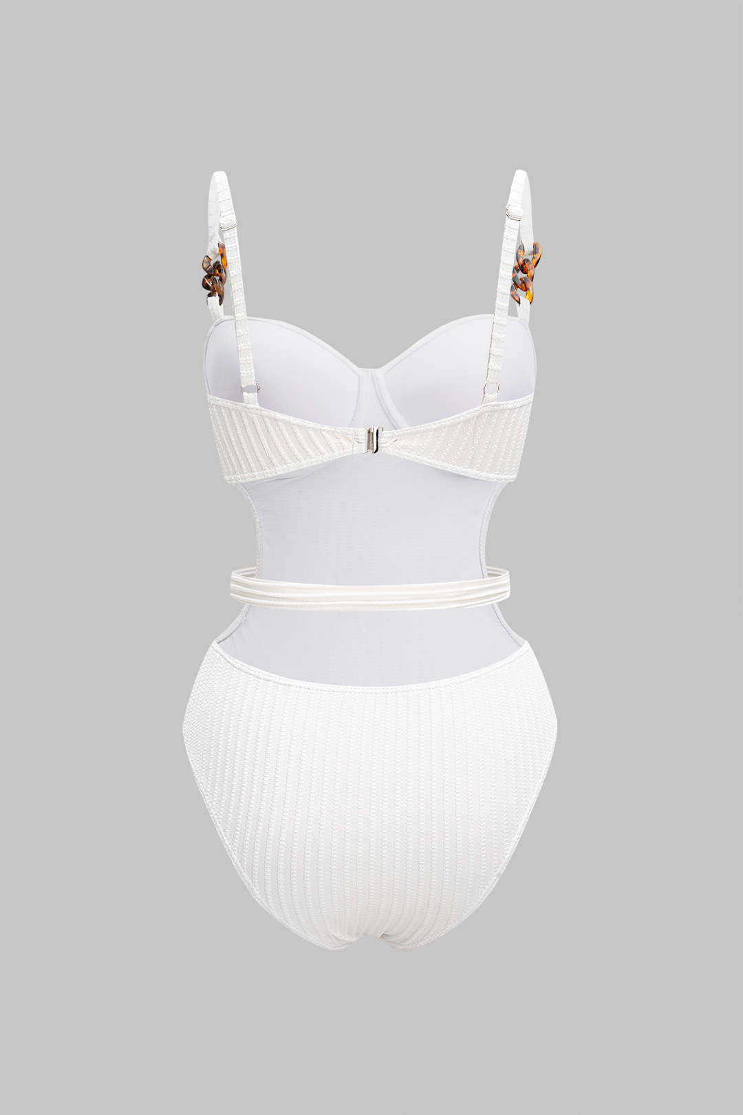 Noir Ribbed Belted One-Piece Swimsuit