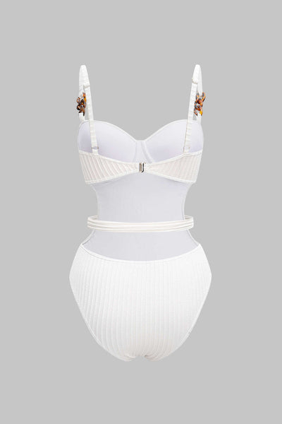 Noir Ribbed Belted One-Piece Swimsuit