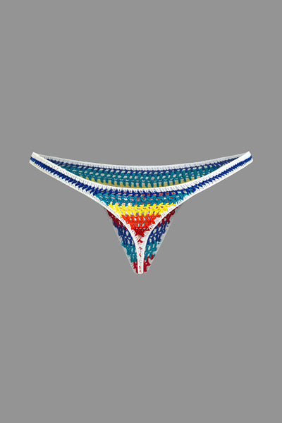 Rainbow Stripe Crochet Bikini Set