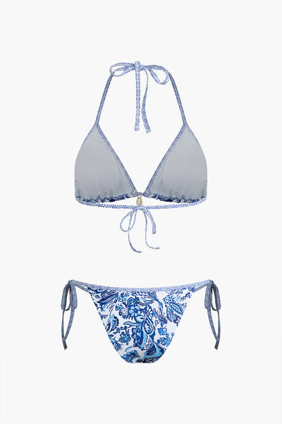 Graphic Paisley Tie-Side Bikini Set