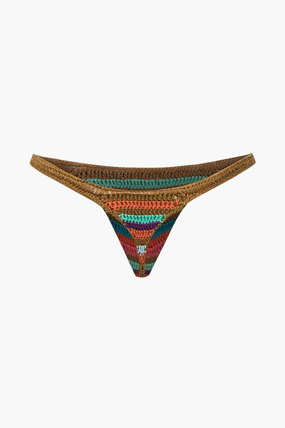 Rainbow Stripe Crochet Bikini Set