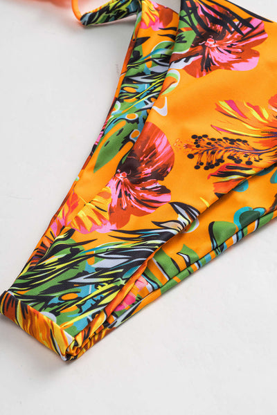 Triangle Bikini and Floral Print Skirt Set