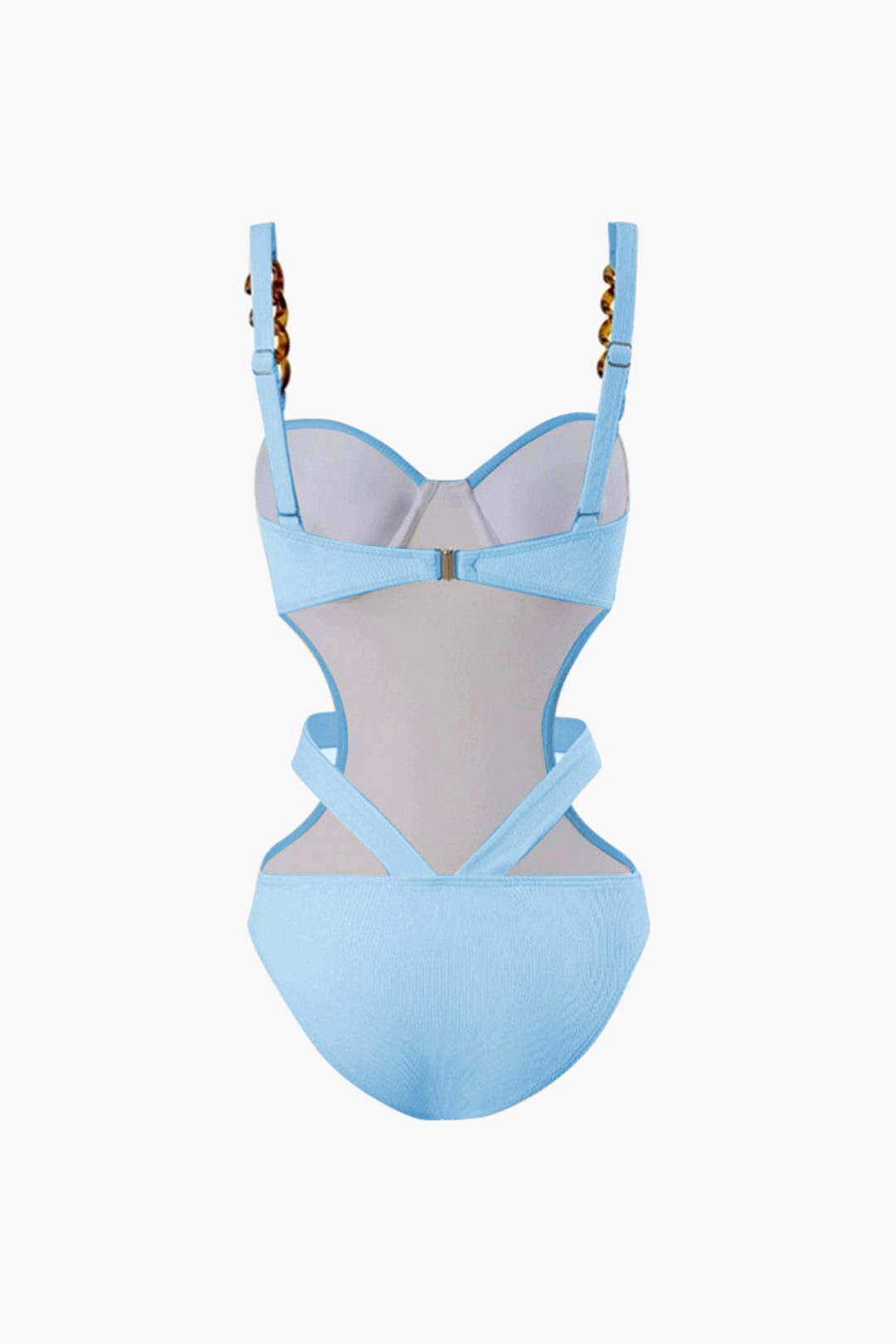 Sash-Belt Bustier Cutout One-Piece Swimsuit