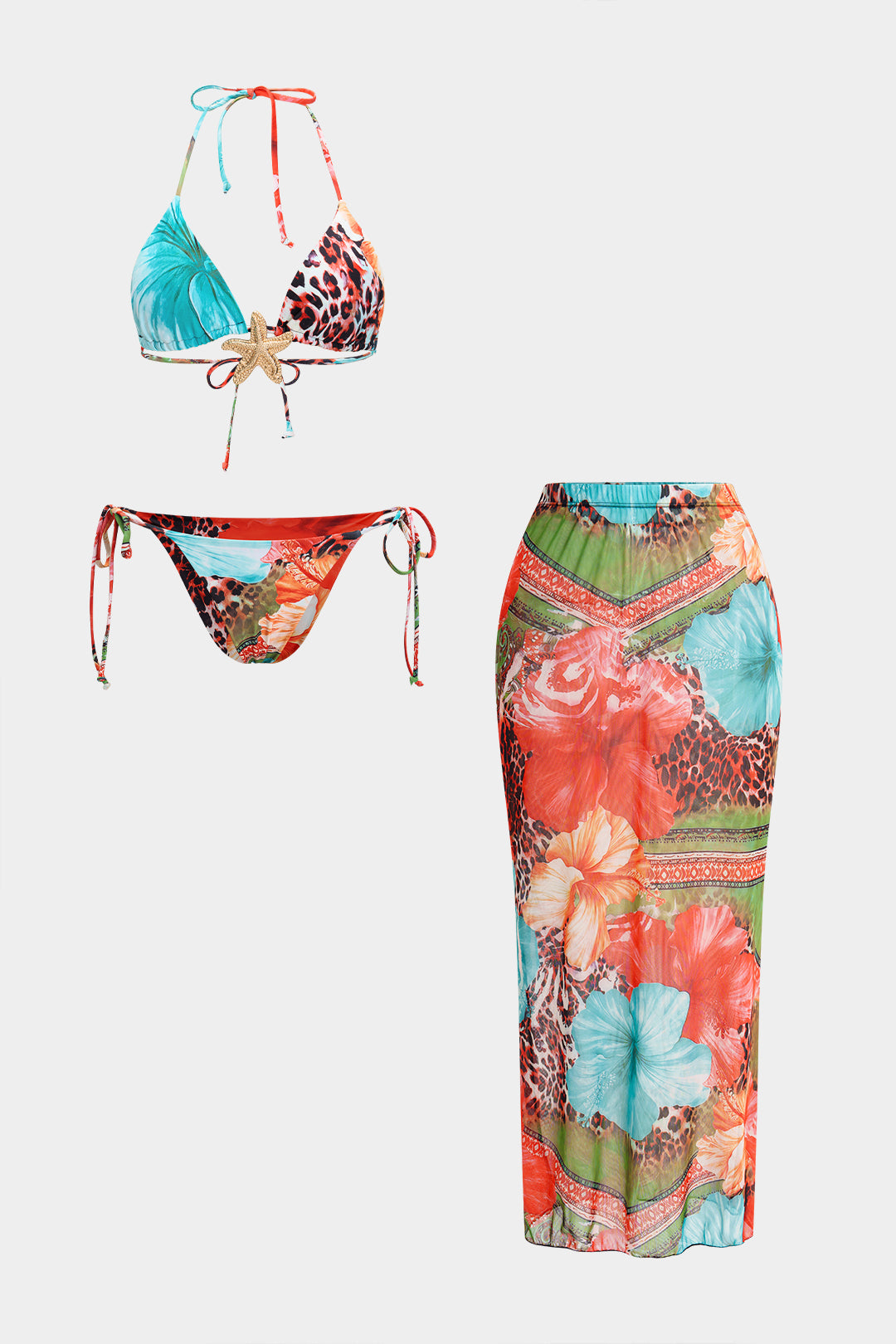 Tropic Leopard Three-Piece Bikini Set