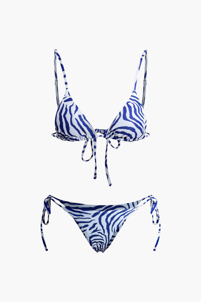 Leopard Stripe Tie-Side Bikini Set