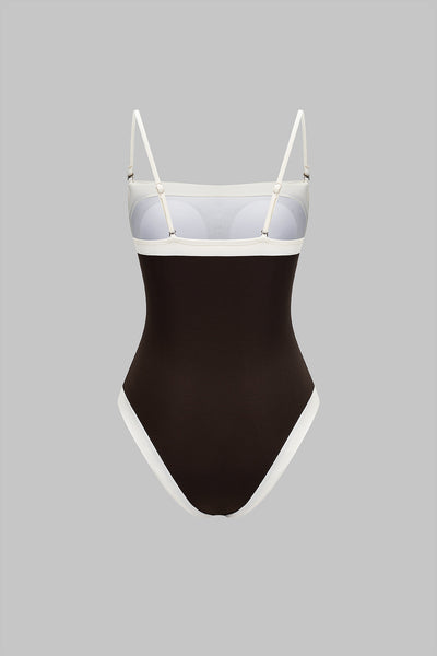Contrast-Trim Link-Belt One Piece Swimsuit