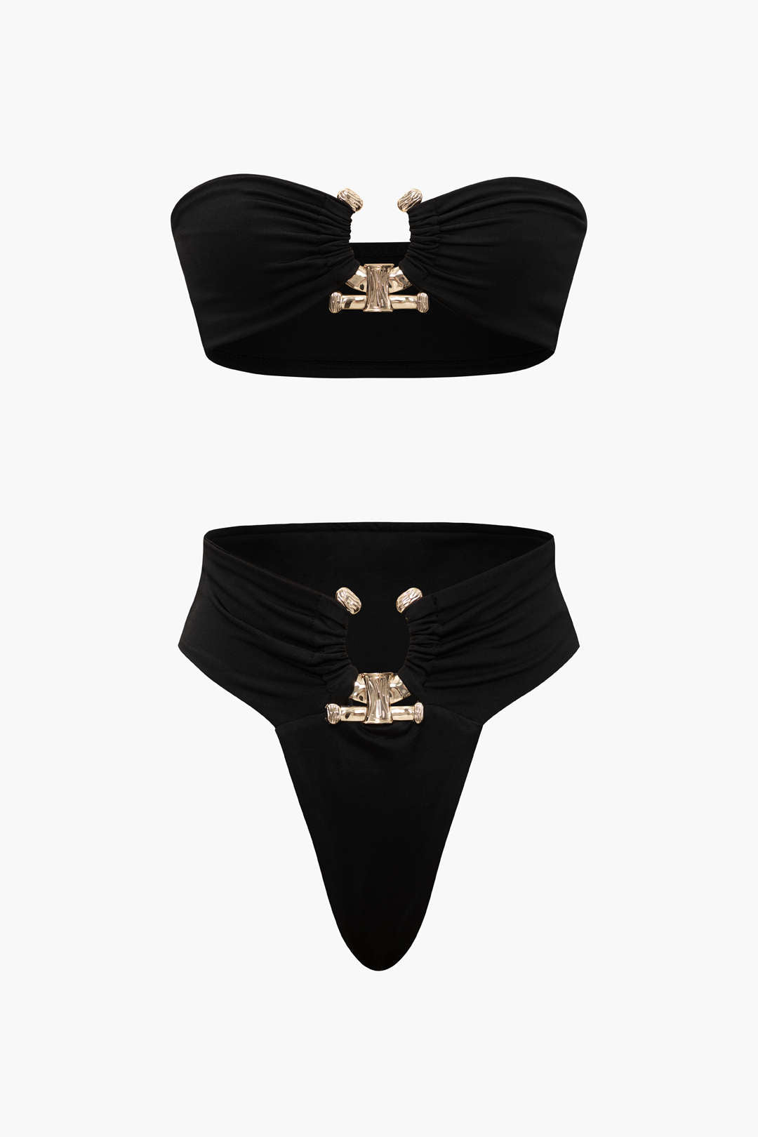 Metallic U-Bar Bandeau Bikini Set