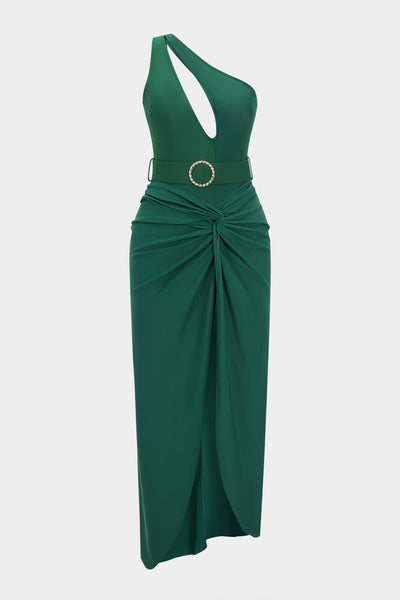 Belted Cut-Out One-Piece Swimsuit Set