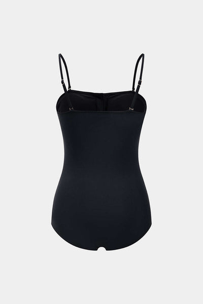 Pearl-Button Bustier One-Piece Swimsuit