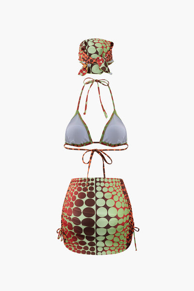 Optic Dot Triangle Three-Pieces Bikini Set