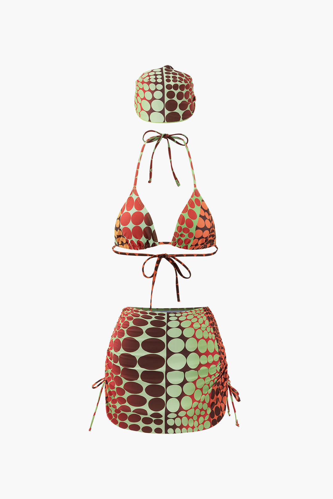 Optic Dot Triangle Three-Pieces Bikini Set