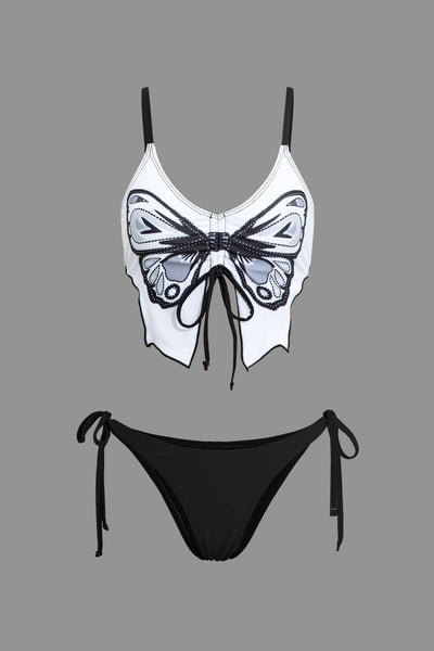 Butterfly Motif Tie-Side Bikini Set
