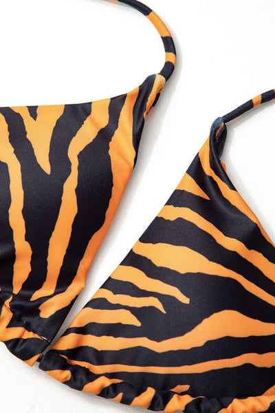 Leopard Stripe Tie-Side Bikini Set