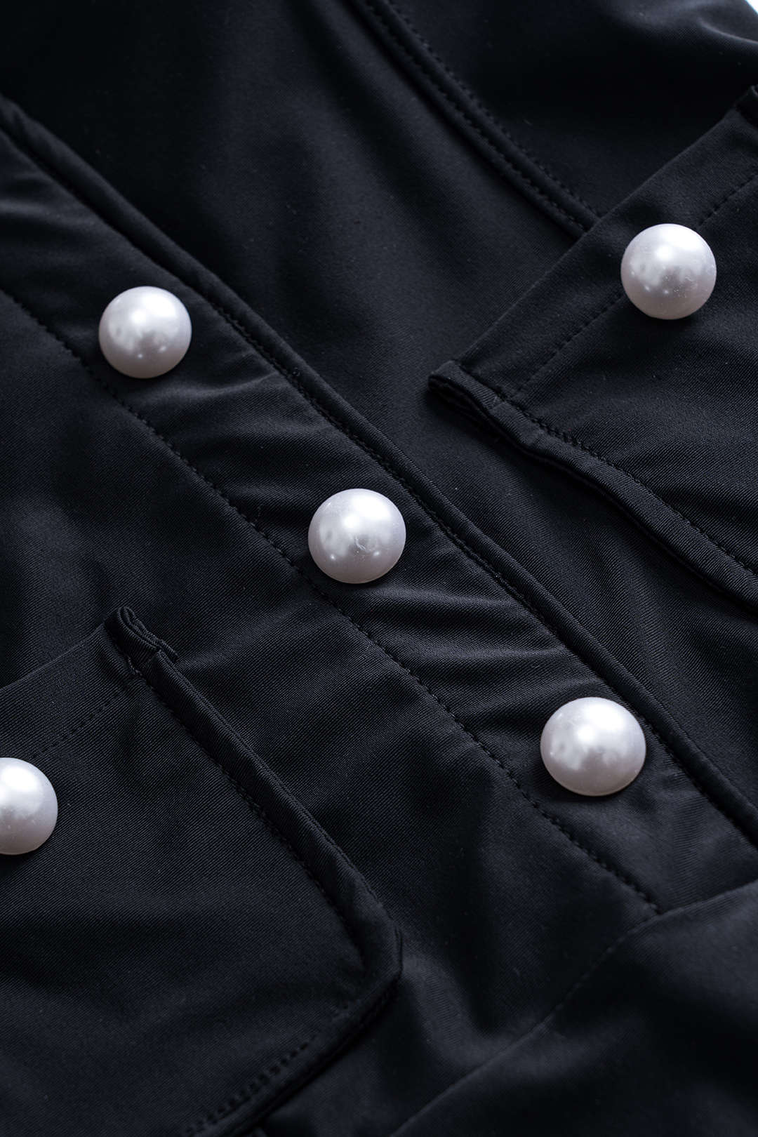Pearl-Button Bustier One-Piece Swimsuit