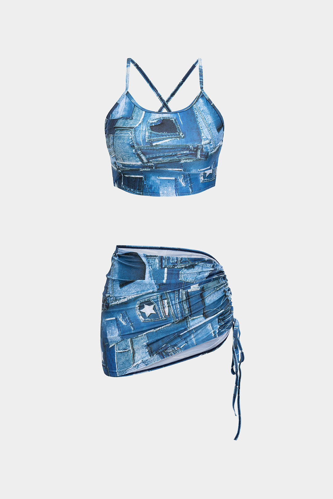Graphic Patchwork 3-Piece Bikini Set