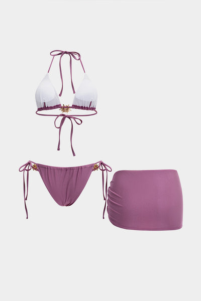 Metallic Decor 3-Piece Bikini Set