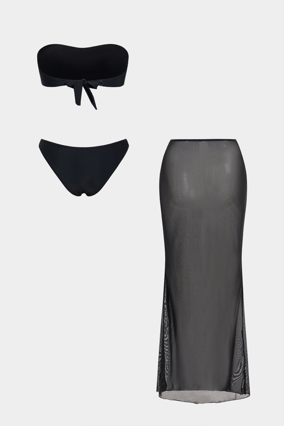 Medallion Bandeau Bikini & Mesh Skirt Set
