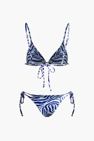 Leopard Stripe Tie-Side Bikini Set