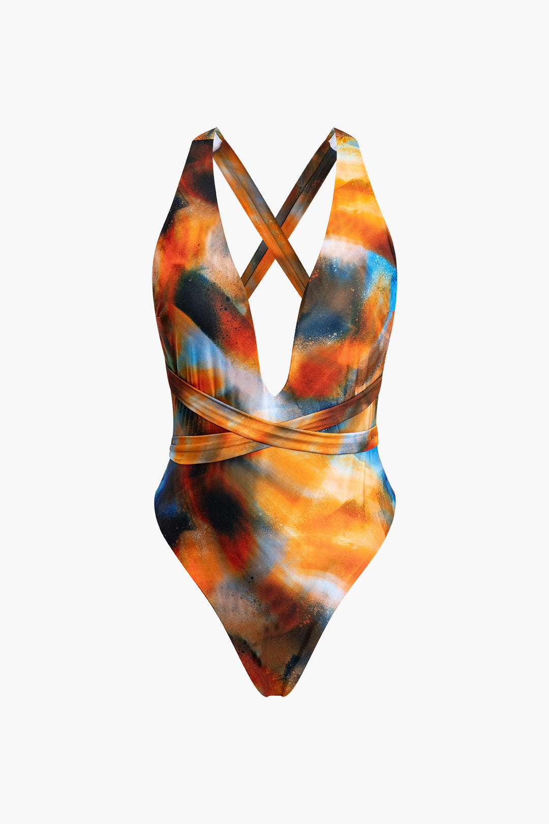 Plunge Wrap One-Piece Swimsuit Set