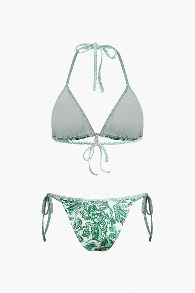 Graphic Paisley Tie-Side Bikini Set