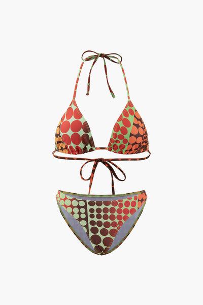 Optic Dot Triangle Three-Pieces Bikini Set