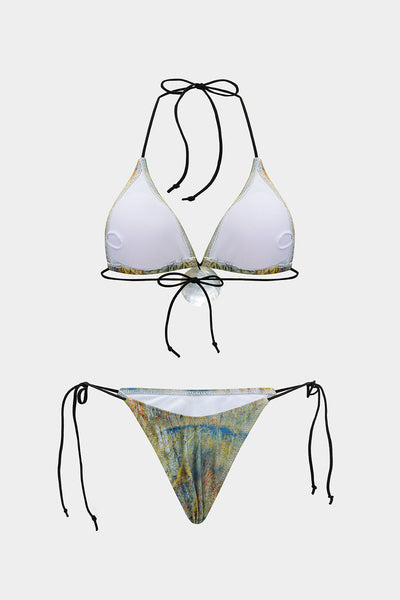 Shell-Medallion Triangle Bikini Set