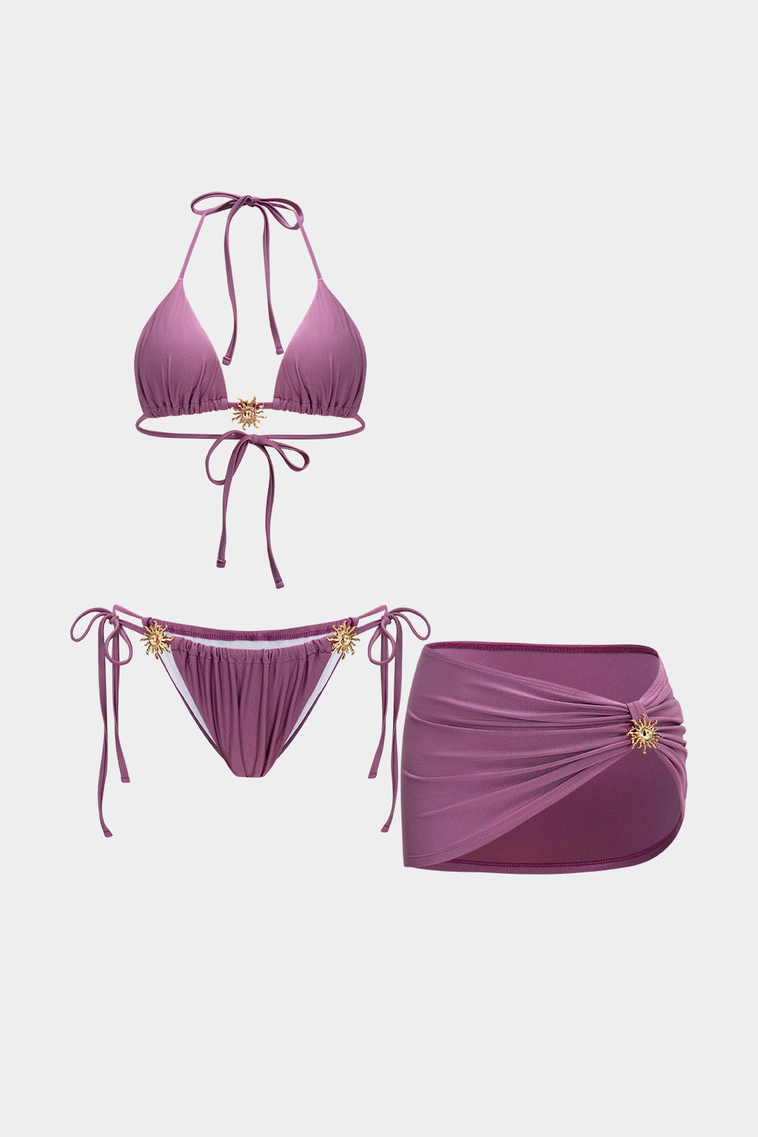 Metallic Decor 3-Piece Bikini Set