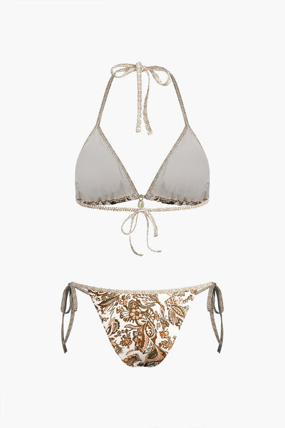 Graphic Paisley Tie-Side Bikini Set