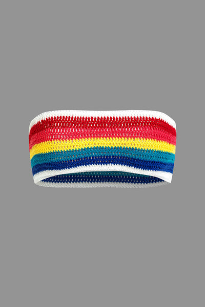 Rainbow Stripe Crochet Bikini Set