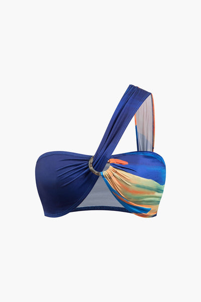 Asymmetric Ring Bikini & Ruched Skirt Set