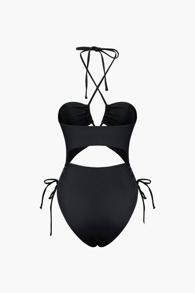 Crisscross Halter Cut-Out One-Piece Swimsuit