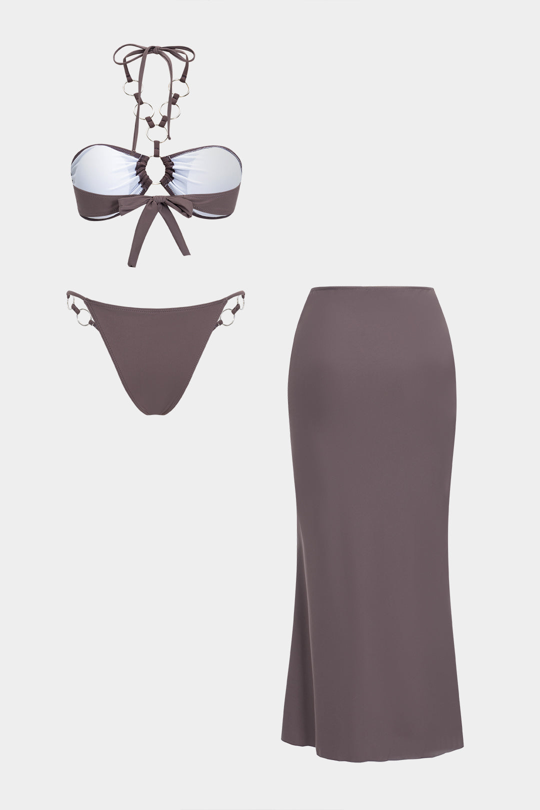 Ring-Chain Bandeau 3-Piece Swim Set