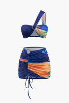 Asymmetric Ring Bikini & Ruched Skirt Set