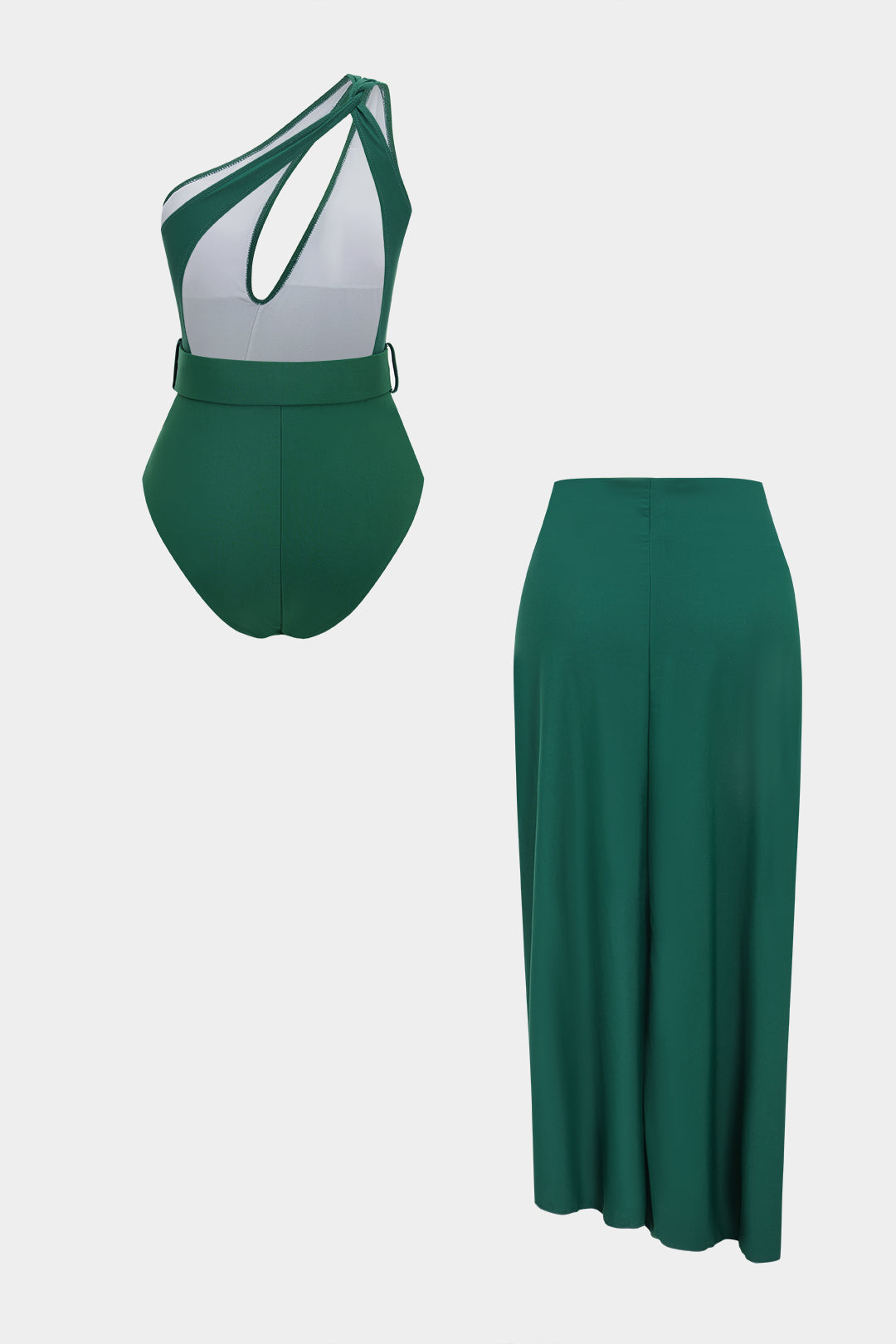 Belted Cut-Out One-Piece Swimsuit Set