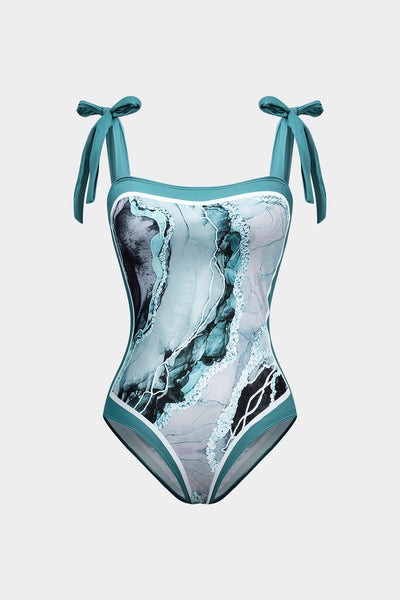 Tie-Shoulder One-Piece Swimsuit Set