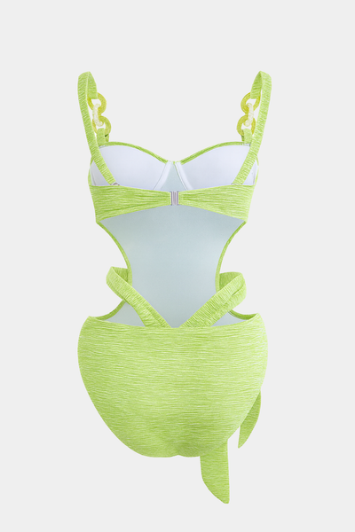 Sash-Belt Bustier Cutout One-Piece Swimsuit